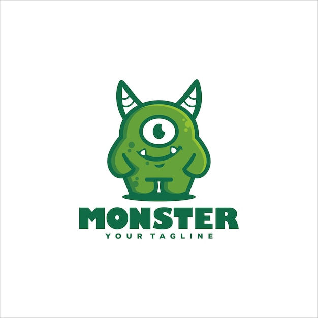 Cute monster green logo design