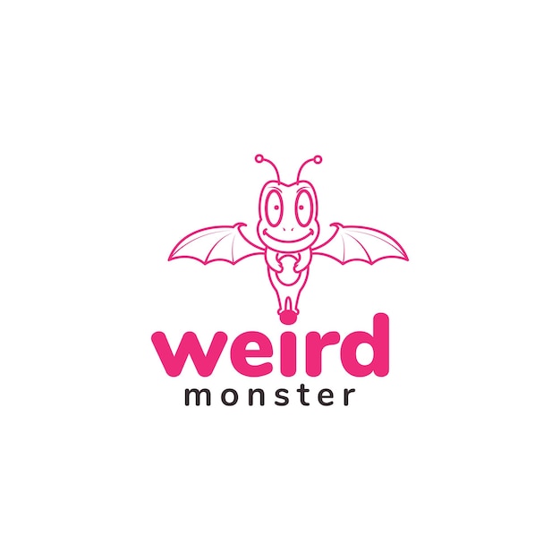 Cute monster line with wings logo design vector graphic symbol icon sign illustration creative idea