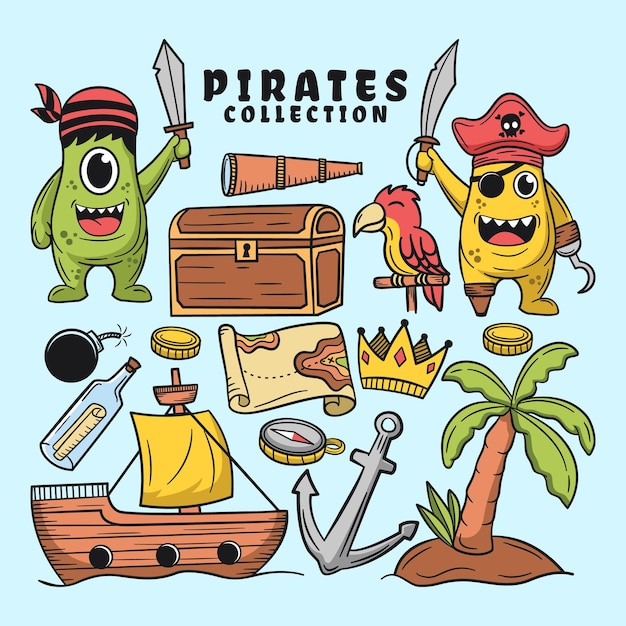 Cute monster set pirates collection