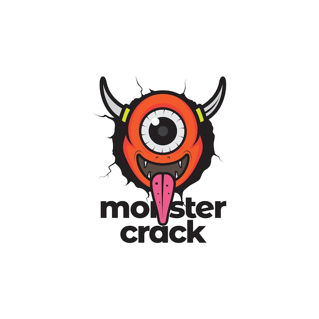 Cute monster with horn and long tongue logo design vector graphic symbol icon illustration creative