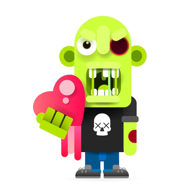 Cute monster zombie vector illustration of happy Halloween