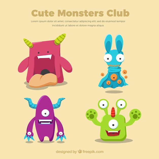 Cute monsters cartoon