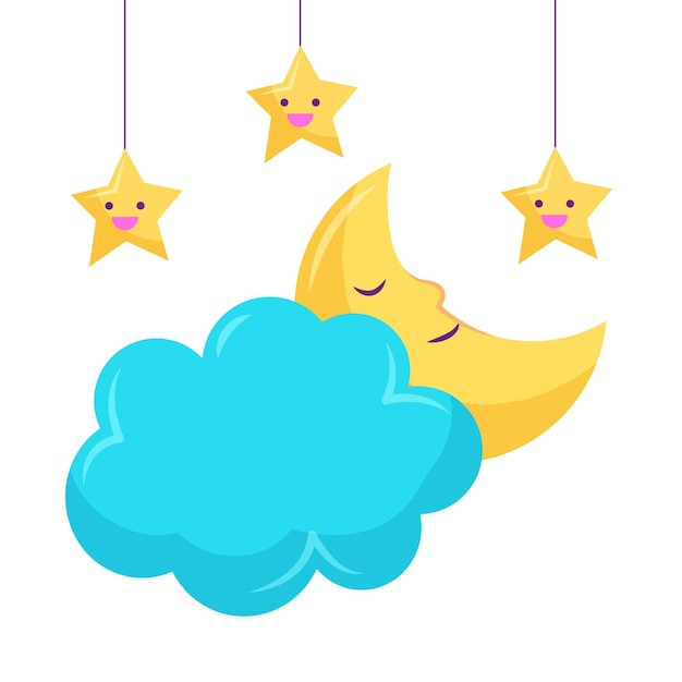 Cute moon and stars vector