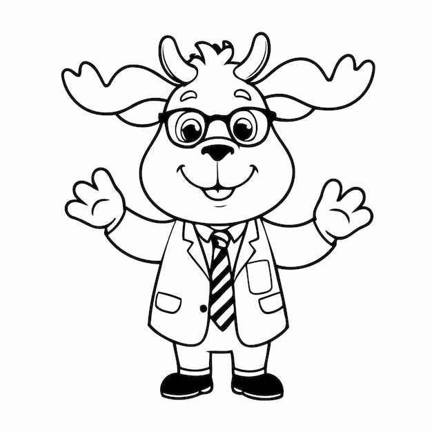 Cute Moose doodle for kids page