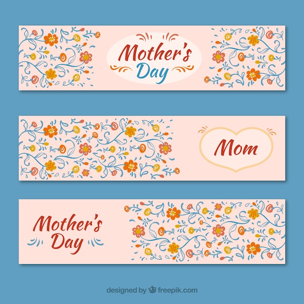 Cute mother's day banner with flowers