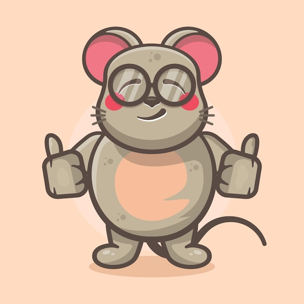 cute mouse animal character mascot with thumb up hand gesture isolated cartoon