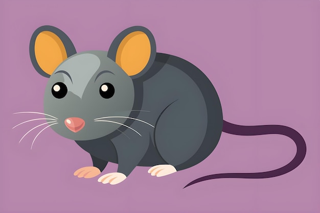 Cute mouse cartoon on pink background rat design