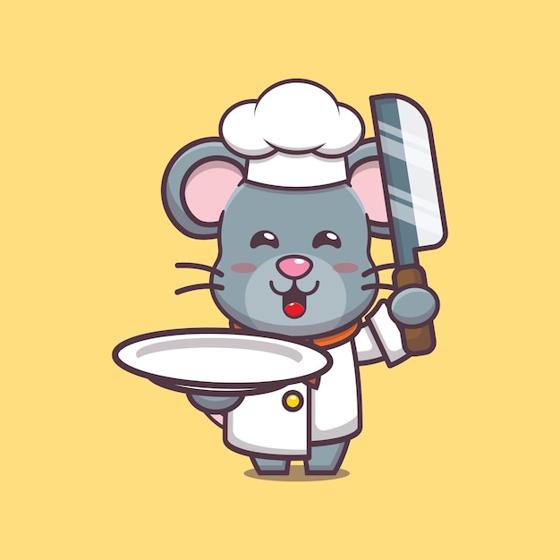 cute mouse chef character illustration