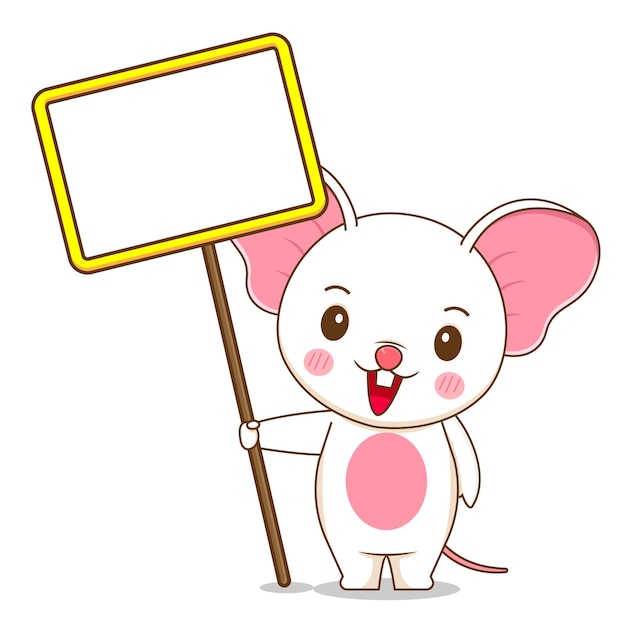  a cute mouse holding empty board