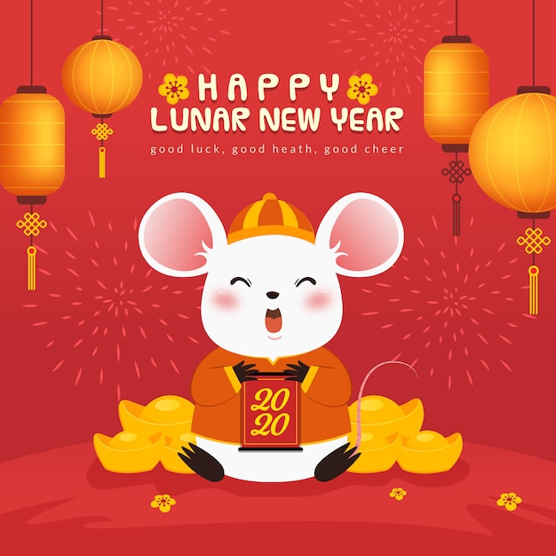 Cute Mouse Lunar New Year Background