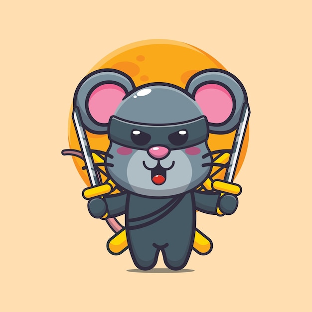 Cute mouse ninja Cute cartoon animal illustration