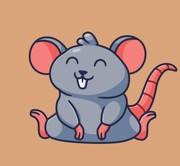 Cute mouse sitting isolated cartoon animal illustration vector