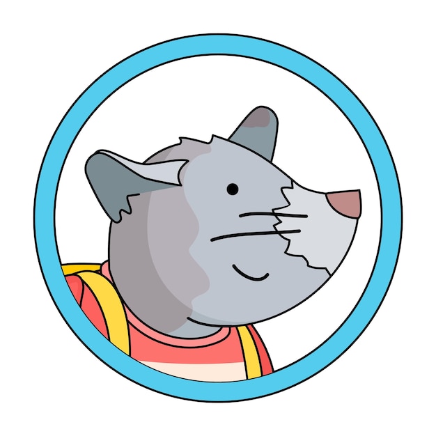 Cute mouse with school bag vector cartoon illustration in circle frame primary school concept