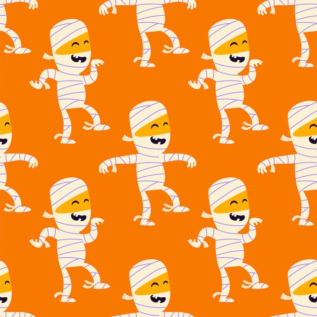 Cute mummy seamless pattern. Funny halloween