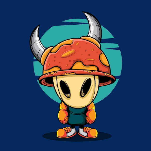 CUTE MUSHROOM CHARACTER WITH TWO HORN