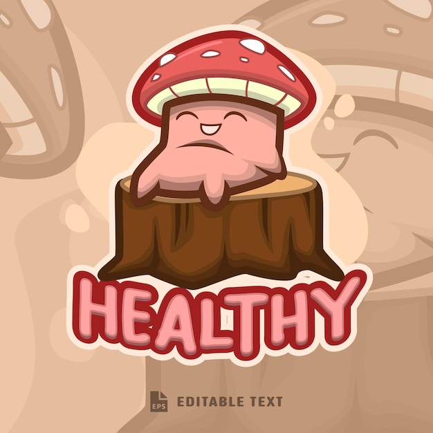 Cute Mushroom Logo Cartoon