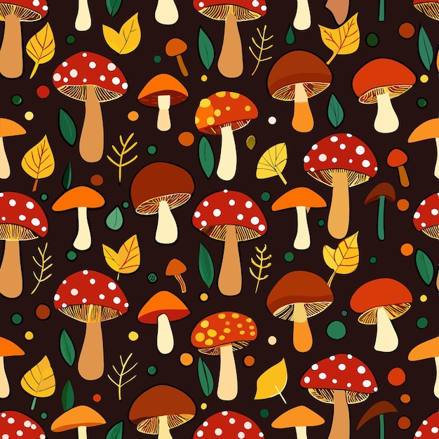 Vector cute mushroom pattern vector whimsical cartoon style