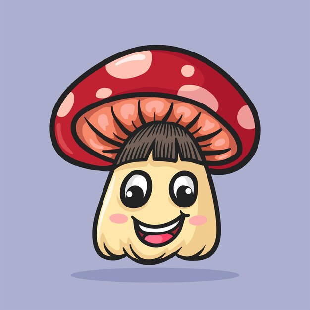 Cute mushroom smiling happy cartoon style