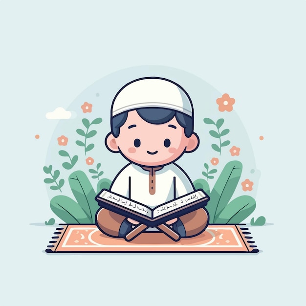 Cute Muslim character during Ramadan