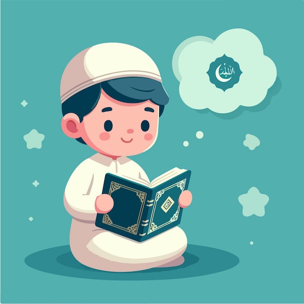 Cute Muslim character during Ramadan