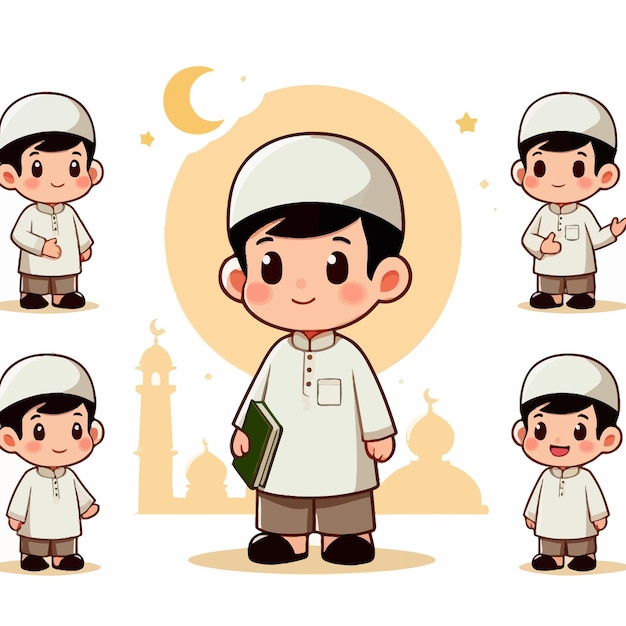 a cute muslim in flat design stylee