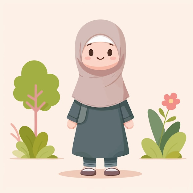 a cute muslim in flat design stylee