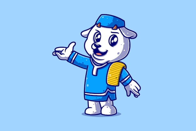 Cute Muslim Sheep Cartoon Character Illustration