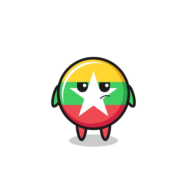 Cute myanmar flag character with suspicious expression