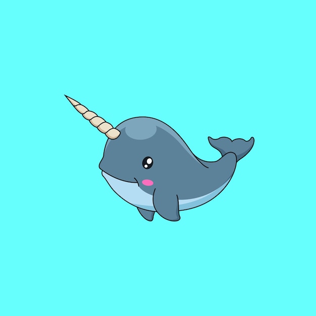 Cute narwhal cartoon Vector illustration