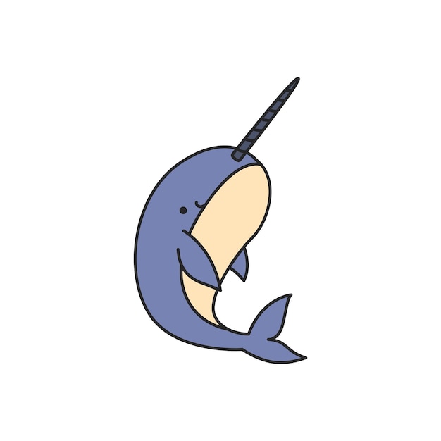 Cute narwhal icon Cartoon narwhal vector icon