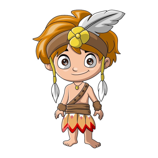 Cute native american indian boy cartoon