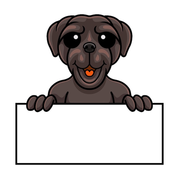 Cute neapolitan mastiff dog cartoon holding blank sign