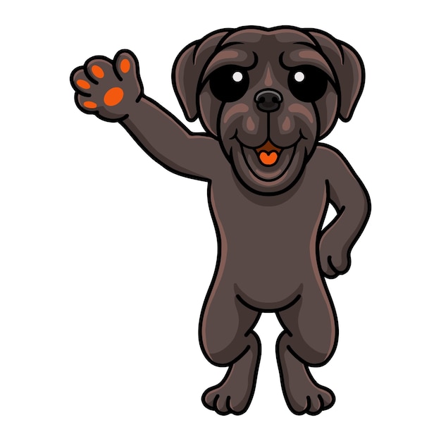 Cute neapolitan mastiff dog cartoon waving hand