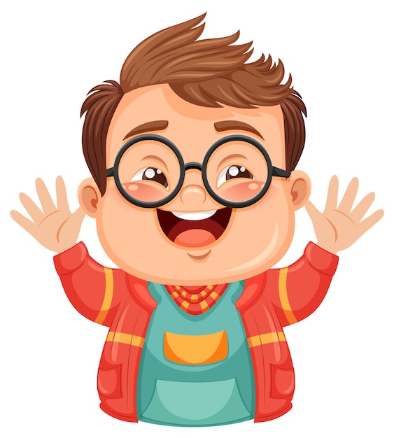 Vector cute nerdy boy cartoon character