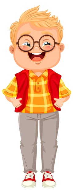 Cute nerdy boy cartoon character