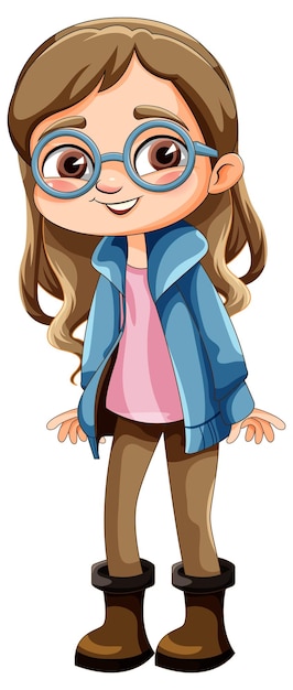 Cute nerdy girl cartoon character