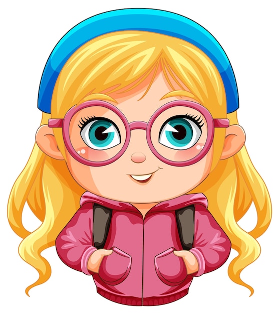 Cute nerdy girl cartoon character