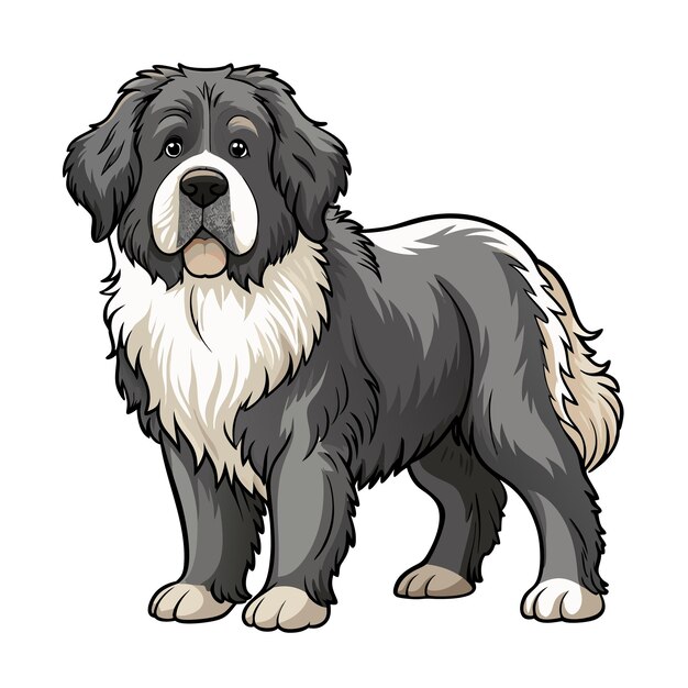 Vector cute newfoundland dog vector cartoon illustration