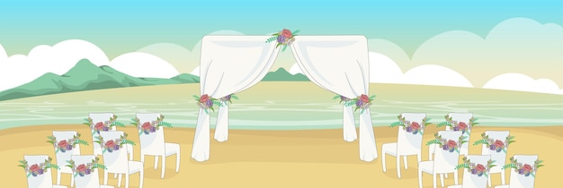 Cute and nice design of Wedding Ceremony and interior objects vector design