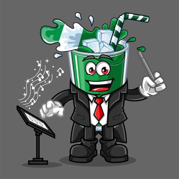 Cute Nigeria drink flag conductor music vector mascot illustration