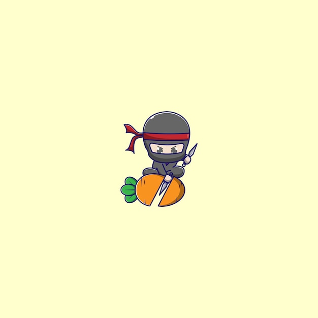 Cute ninja is cutting carrots