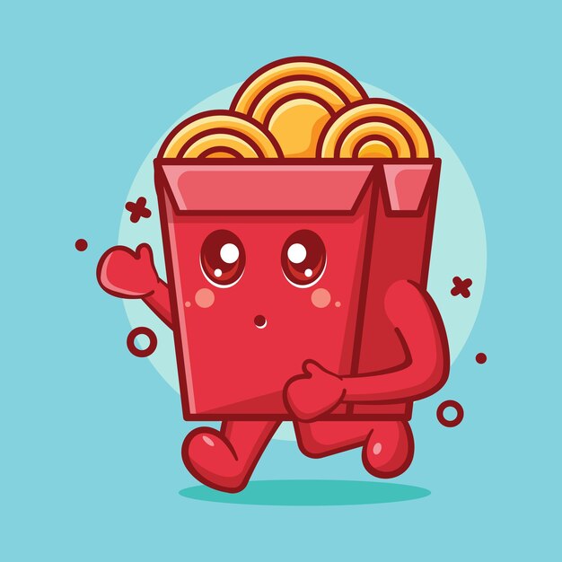 cute noodle box character mascot running isolated cartoon in flat style design