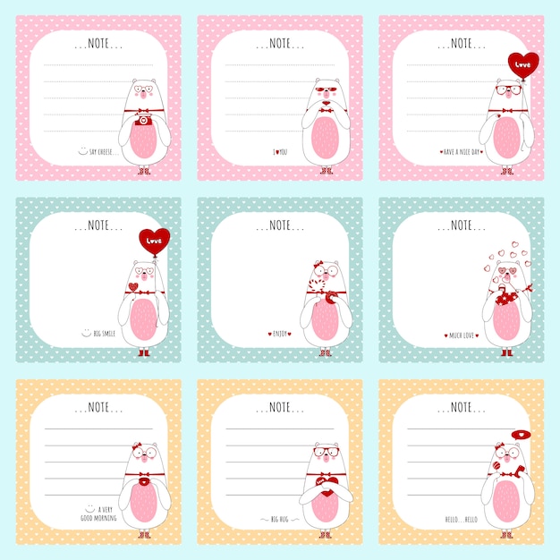 Cute note paper set with bears