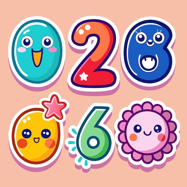 cute number and letter stickers