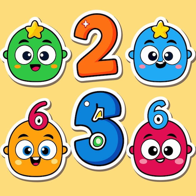 cute number and letter stickers