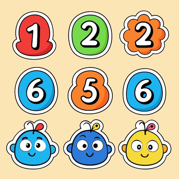 cute number and letter stickers