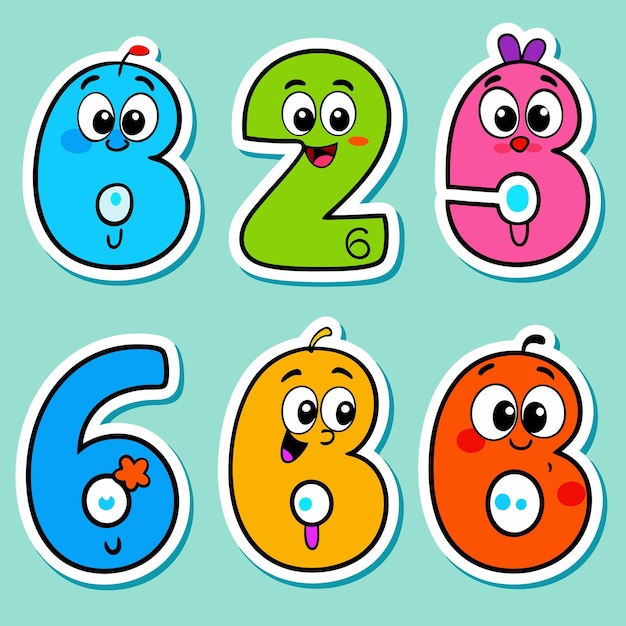 cute number and letter stickers