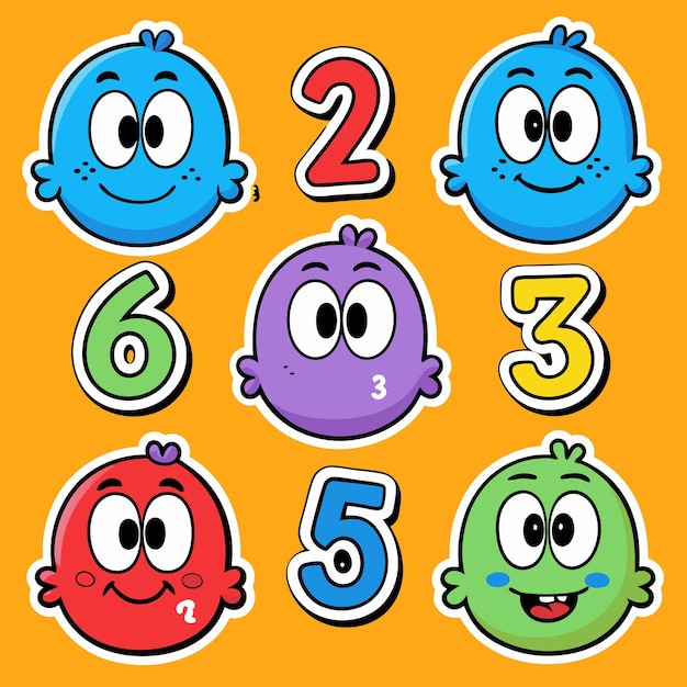 cute number and letter stickers