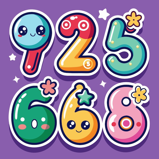 Vector cute number and letter stickers