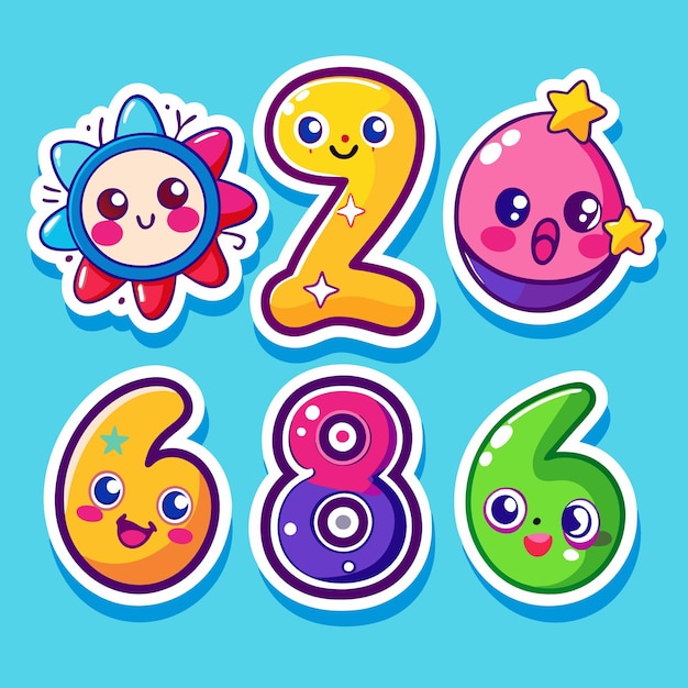 cute number and letter stickers